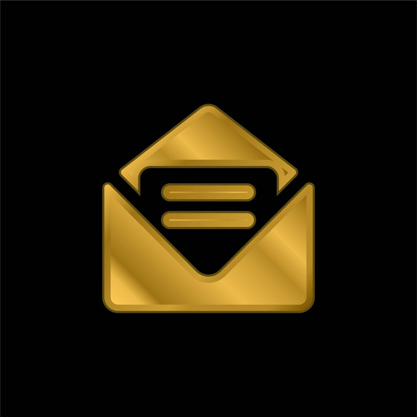 Big New Email gold plated metalic icon or logo vector - Vector, Image