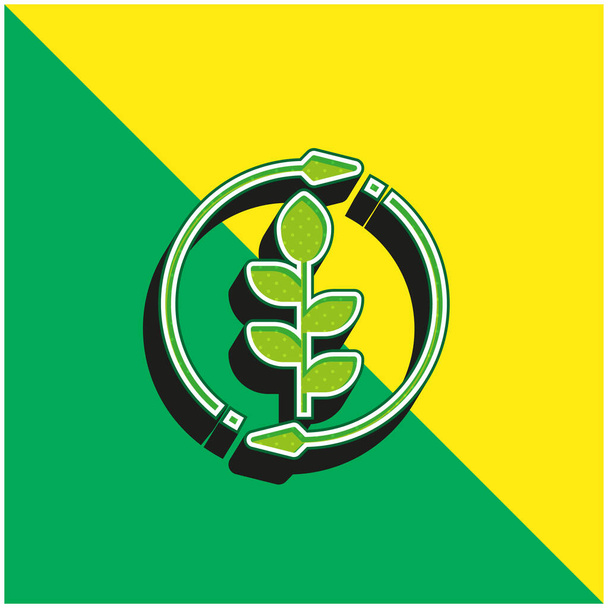 農業緑と黄色の現代的な3Dベクトルアイコンのロゴ - ベクター画像