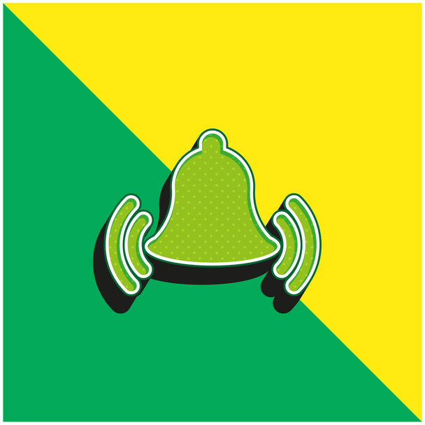 Alarm Bell Ringing Green and yellow modern 3d vector icon logo - Vektör, Görsel