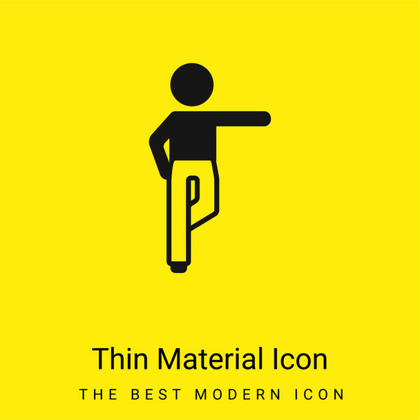 Boy Standing On Right Leg Stretching Left Arm minimal bright yellow material icon - Vetor, Imagem