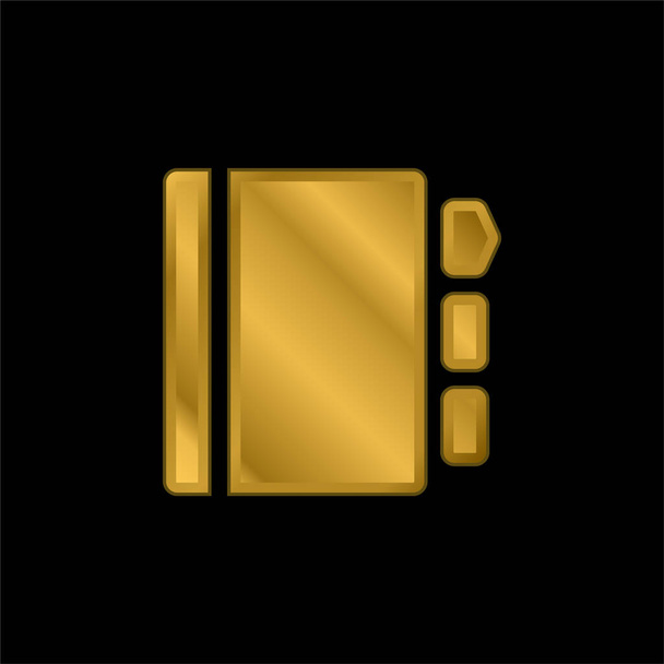 Agenda chapado en oro icono metálico o logo vector - Vector, imagen