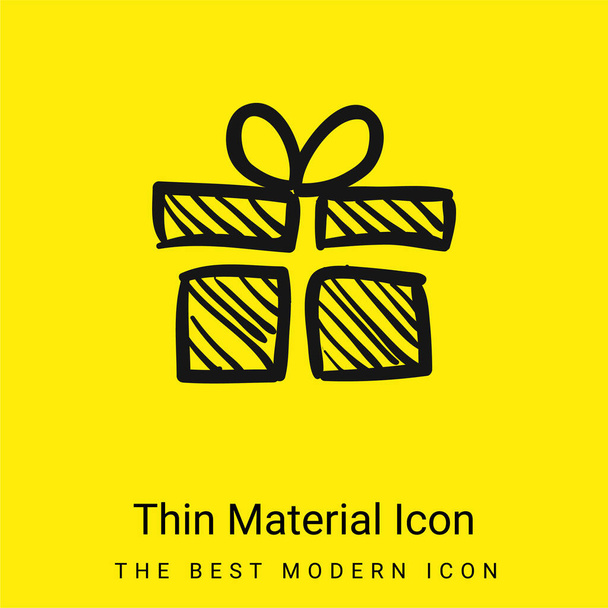 Birthday Giftbox Sketch minimal bright yellow material icon - Vektör, Görsel