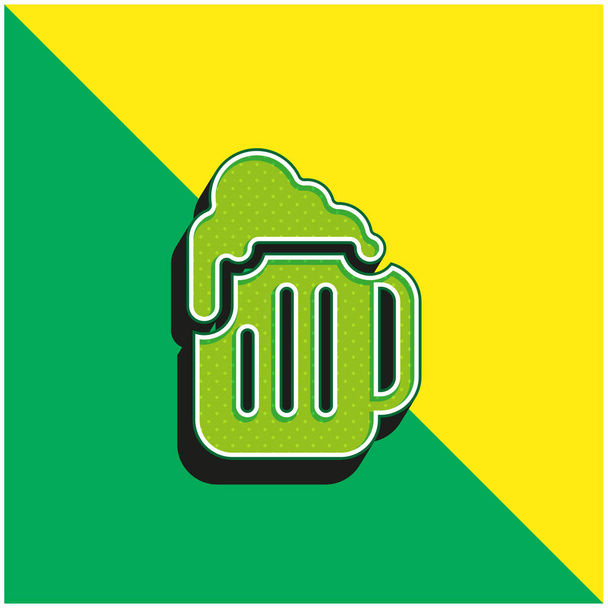 Bier Groen en geel modern 3D vector icoon logo - Vector, afbeelding