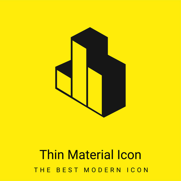 3d barras gráfico mínimo amarelo brilhante ícone material - Vetor, Imagem