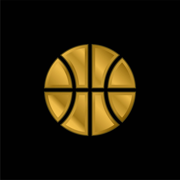 Juego de baloncesto chapado en oro icono metálico o logo vector - Vector, Imagen