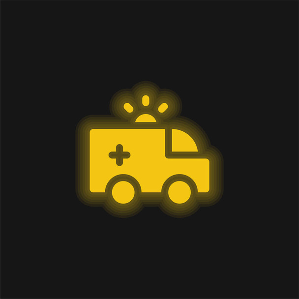 Ambulanza giallo brillante icona al neon - Vettoriali, immagini
