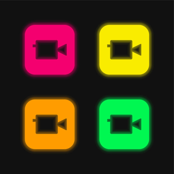 Apple quattro colori luminosi icona vettoriale al neon - Vettoriali, immagini