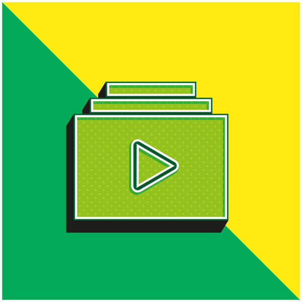 アルバム緑と黄色の現代的な3Dベクトルアイコンのロゴ - ベクター画像
