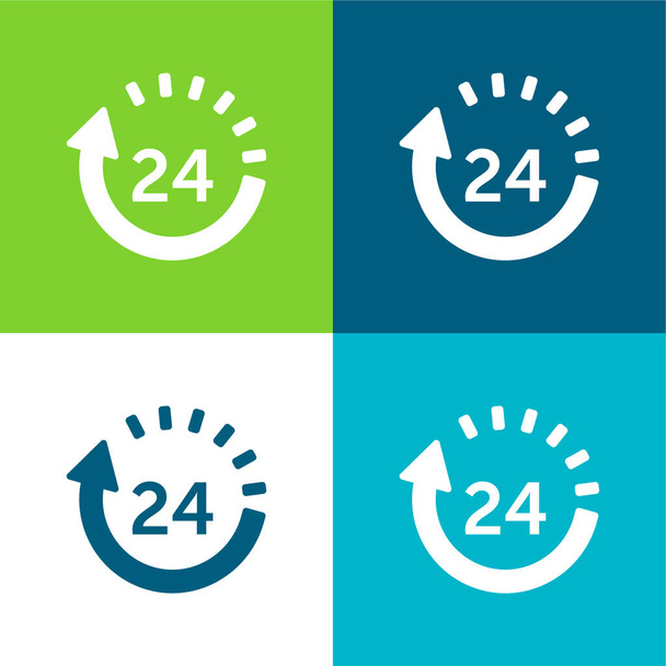 24 ore consegna piatto quattro colori set icona minima - Vettoriali, immagini