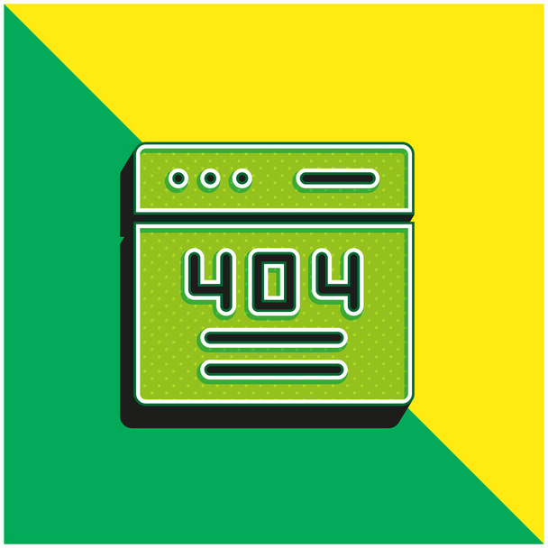 404 Logo vectoriel 3d moderne vert et jaune - Vecteur, image