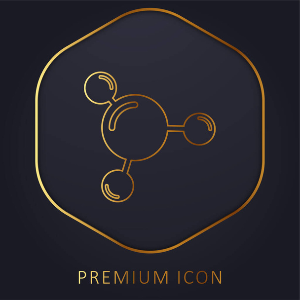 3 Molecules golden line premium logo or icon - Vector, afbeelding