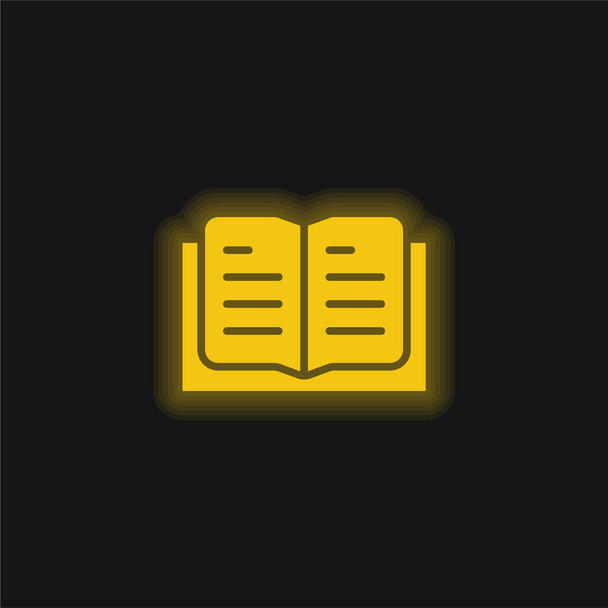 Kitap sarı parlak neon simgesi - Vektör, Görsel