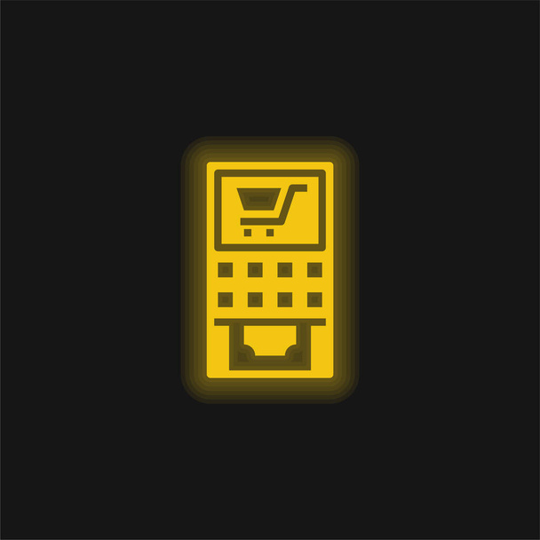 Atm Machine yellow glowing neon icon - Vector, Image