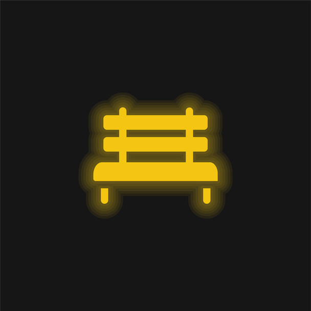 Bench yellow glowing neon icon - Vector, Image