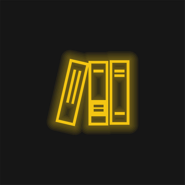 Βιβλία για μελέτη κίτρινο λαμπερό νέον εικονίδιο - Διάνυσμα, εικόνα