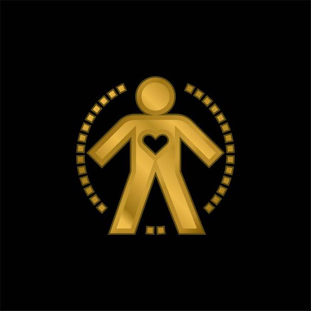 Body gold plated metalic icon or logo vector - Vector, Image