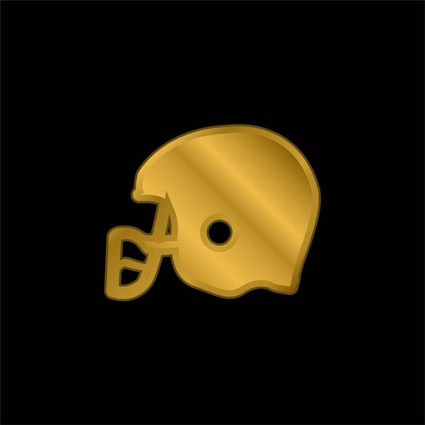 American Football Helmet Knocking gold plated metalic icon or logo vector - Vector, Image