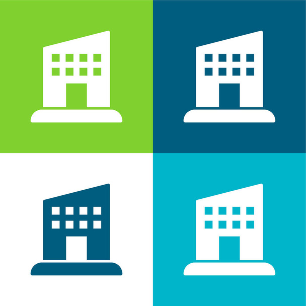 Appartment Flat four color minimal icon set - Vector, Image