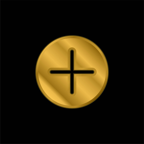 Aggiungere oro placcato icona metallica o logo vettoriale - Vettoriali, immagini