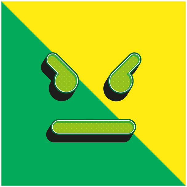 Angry Emoticon Square Face Green a žluté moderní 3D vektorové logo - Vektor, obrázek