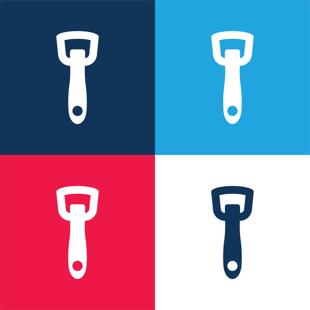 Set icona minimale a quattro colori blu e rosso apribottiglie - Vettoriali, immagini
