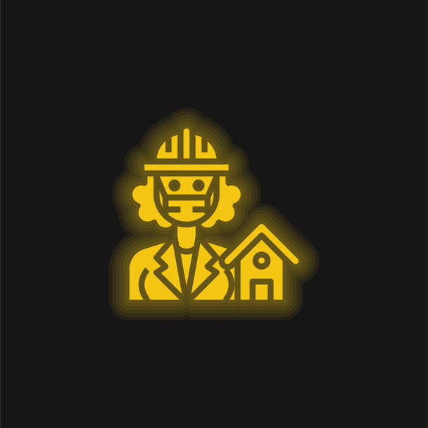 Arquitecto amarillo brillante icono de neón - Vector, Imagen