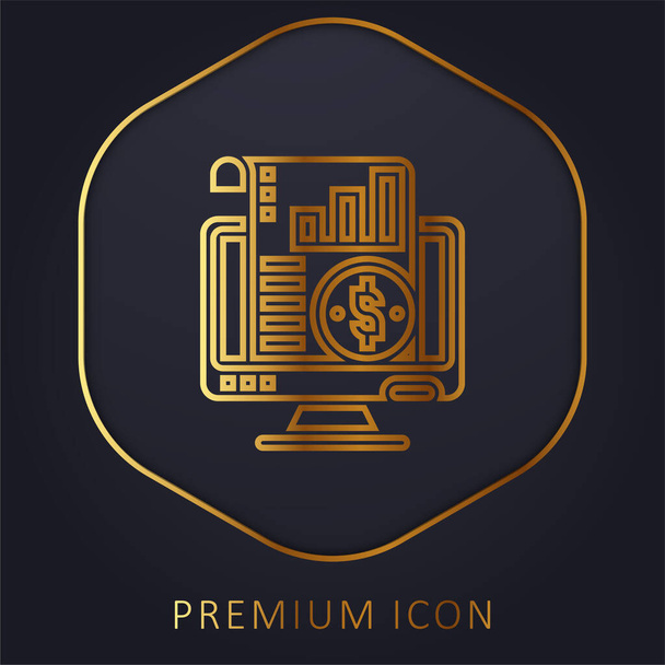 Λογιστική χρυσή γραμμή πριμοδότηση λογότυπο ή εικονίδιο - Διάνυσμα, εικόνα
