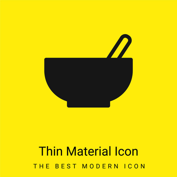 Bowl With Spoon minimal bright yellow material icon - Διάνυσμα, εικόνα
