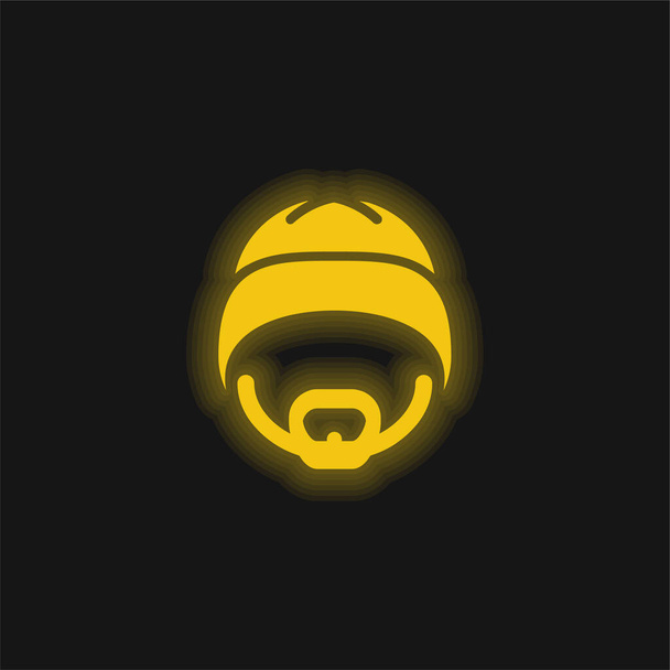 Капелюх капота з бородою жовтий світячий ікона неону. - Вектор, зображення