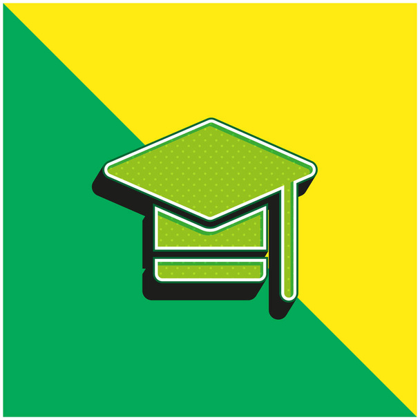 степень бакалавра зеленый и желтый современный 3d логотип векторной иконы - Вектор,изображение