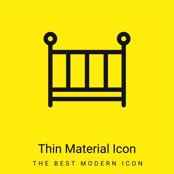 Детская кровать минимально из ярко-желтого материала значок - Вектор,изображение