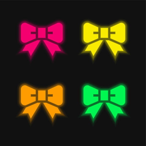 Keula Tie neljä väriä hehkuva neon vektori kuvake - Vektori, kuva