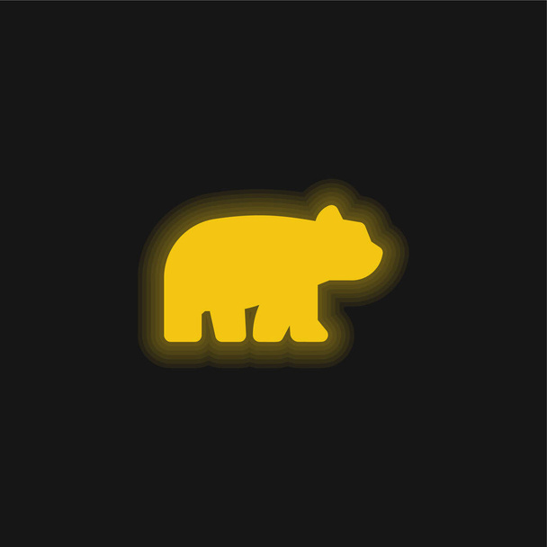 Bär gelbe leuchtende Neon-Ikone - Vektor, Bild