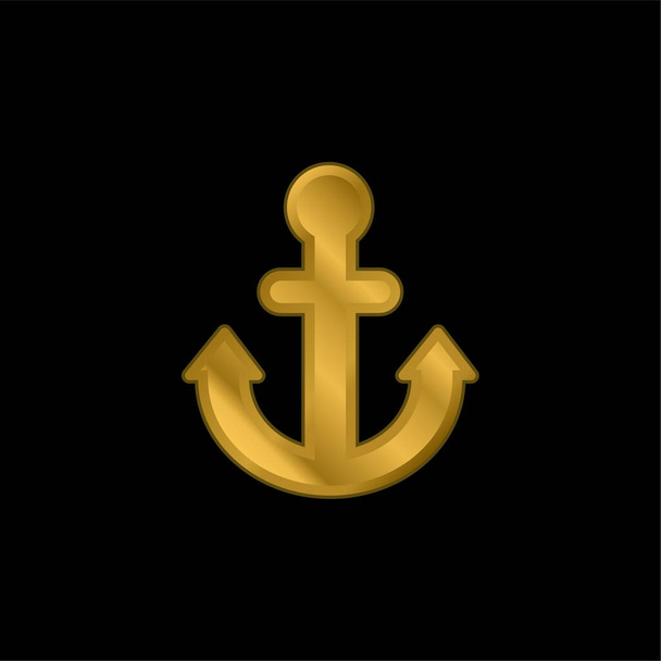 Âncora banhado a ouro ícone metálico ou vetor logotipo - Vetor, Imagem