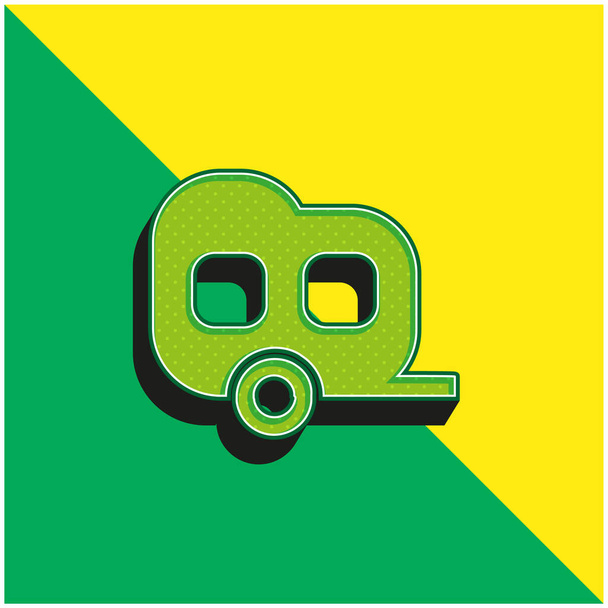 Black Two Window Carriage Green and yellow modern 3d vector icon logo - Vektör, Görsel