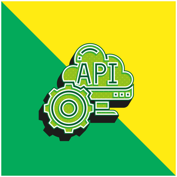 Api Zöld és sárga modern 3D vektor ikon logó - Vektor, kép