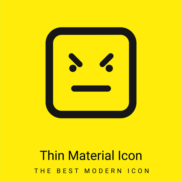 Bad Emoticon Square Face icono de material amarillo brillante mínimo - Vector, Imagen