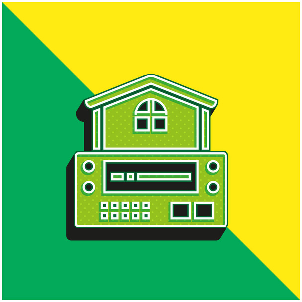 Alarm System Green and yellow modern 3d vector icon logo - Vektör, Görsel