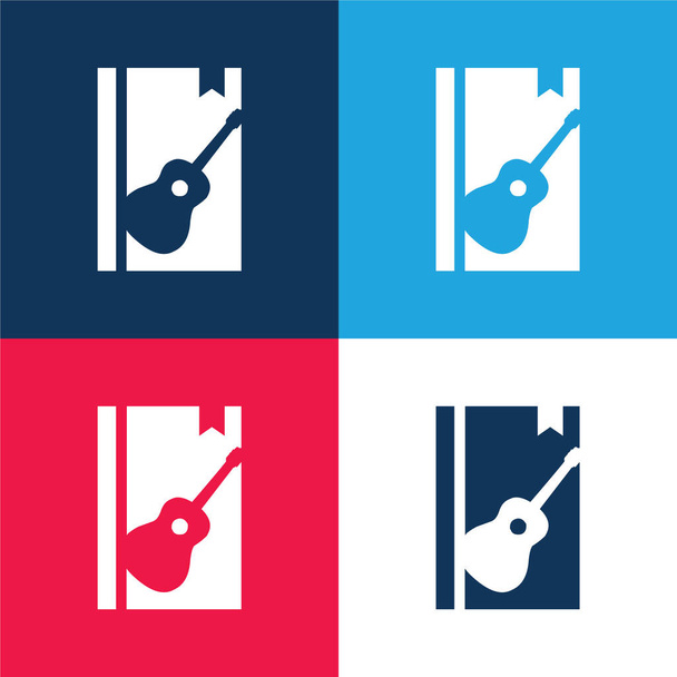 Livre bleu et rouge quatre couleurs minimum jeu d'icônes - Vecteur, image