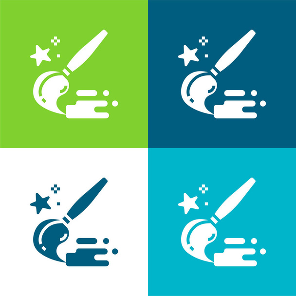 Artwork Set di icone minime a quattro colori piatti - Vettoriali, immagini