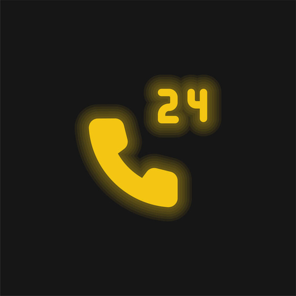 24 години жовта сяюча неонова ікона
 - Вектор, зображення