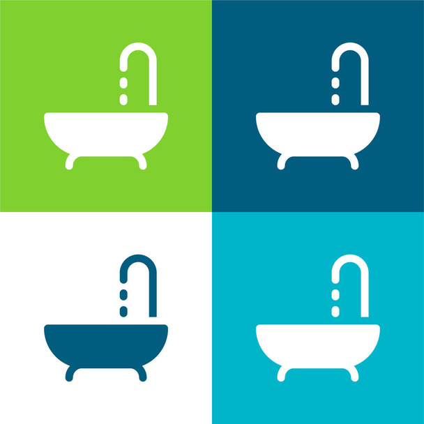 Vasca da bagno piatto quattro colori set icona minimale - Vettoriali, immagini