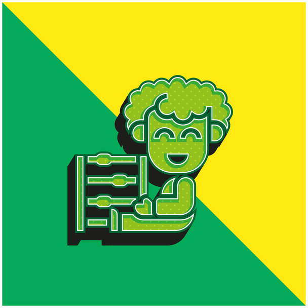 Abacus Groen en geel modern 3D vector icoon logo - Vector, afbeelding