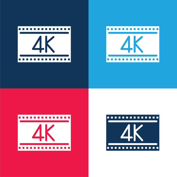 4k blue and red four color minimal icon set - Vetor, Imagem