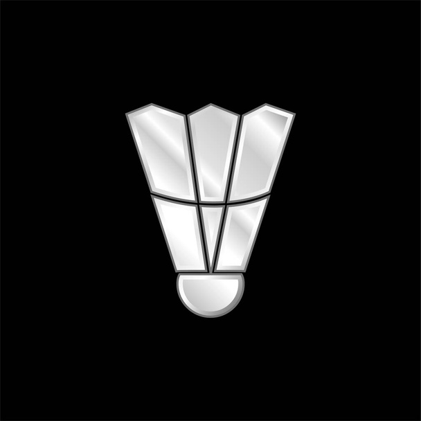 Badminton Feather silver plated metallic icon - Vector, imagen