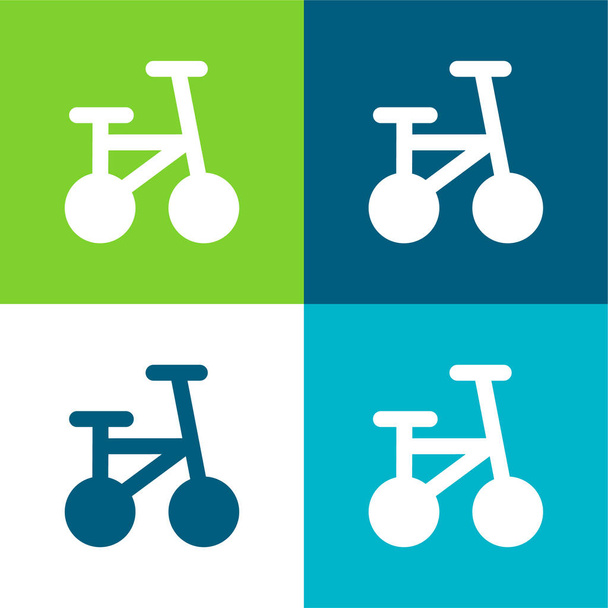 Bicyclette plat quatre couleurs minimum icône ensemble - Vecteur, image