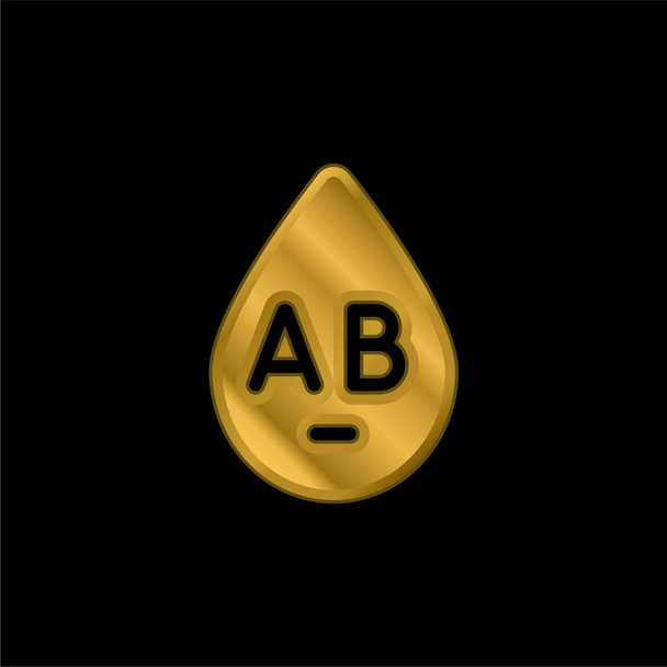 Tipo de sangre chapado en oro icono metálico o logo vector - Vector, imagen