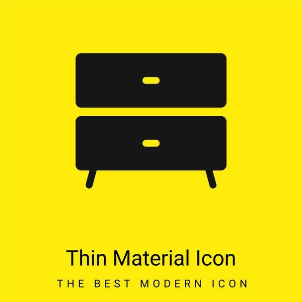 Ágymelletti táblázat minimális élénk sárga anyag ikon - Vektor, kép
