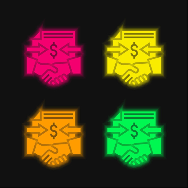 Угода чотири кольори, що світяться неоном Векторна піктограма
 - Вектор, зображення