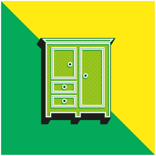 Schlafzimmer schwarz geschlossener Kleiderschrank grün und gelb modernes 3D-Vektor-Symbol-Logo - Vektor, Bild